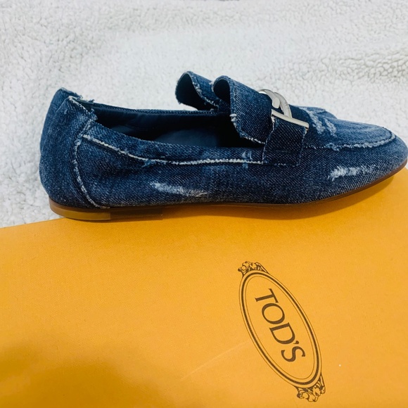 Tods Double T Denim Loafers - NWT 5.5 - Picture 7 of 10